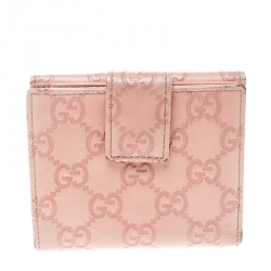 Gucci Blush Pink Guccissima Leather Mini Flap French Wallet