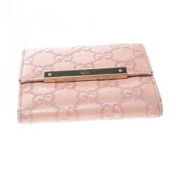 Gucci Blush Pink Guccissima Leather Mini Flap French Wallet