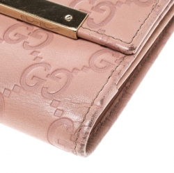 Gucci Blush Pink Guccissima Leather Mini Flap French Wallet
