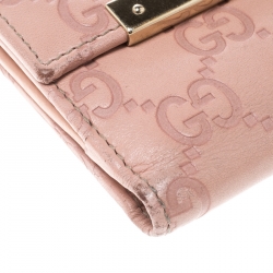 Gucci Blush Pink Guccissima Leather Mini Flap French Wallet