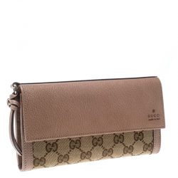 Gucci Beige GG Canvas and Leather Continental Wallet