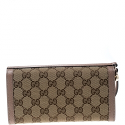 Gucci Beige GG Canvas and Leather Continental Wallet