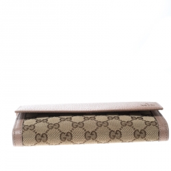 Gucci Beige GG Canvas and Leather Continental Wallet