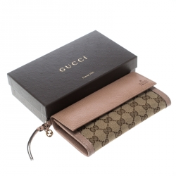 Gucci Beige GG Canvas and Leather Continental Wallet