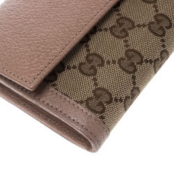 Gucci Beige GG Canvas and Leather Continental Wallet