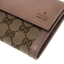 Gucci Beige GG Canvas and Leather Continental Wallet