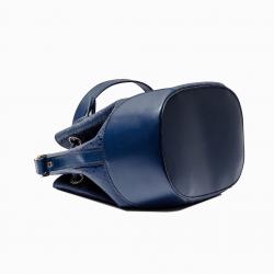 Pre Owned Gucci Blue Diamante Textured Leather Medium Hilary Bucket Bag