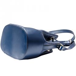 Pre Owned Gucci Blue Diamante Textured Leather Medium Hilary Bucket Bag