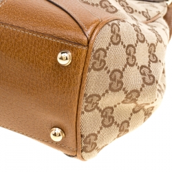 Pre Owned Gucci Beige/Brown GG Canvas and Leather Bardot Bag