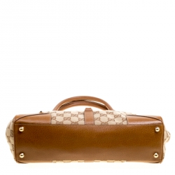 Pre Owned Gucci Beige/Brown GG Canvas and Leather Bardot Bag