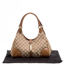 Pre Owned Gucci Beige/Brown GG Canvas and Leather Bardot Bag