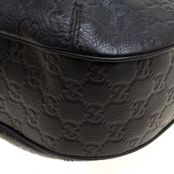 Pre Owned Gucci Black Guccissima Leather Small New Ladies Vintage Web Hobo