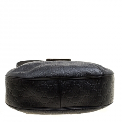 Pre Owned Gucci Black Guccissima Leather Small New Ladies Vintage Web Hobo