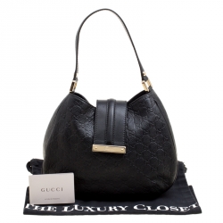 Pre Owned Gucci Black Guccissima Leather Small New Ladies Vintage Web Hobo