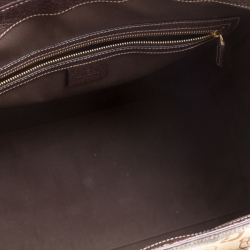 Pre Owned حقيبة غوتشي بوسطن تريشير كبيرة جلد وكانفاس هورسبيت بنية/ بيج