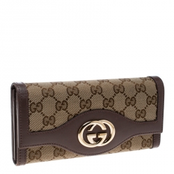 Gucci Beige GG Canvas and Leather Sukey Continental Wallet