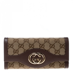 Gucci Beige GG Canvas and Leather Sukey Continental Wallet