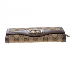 Gucci Beige GG Canvas and Leather Sukey Continental Wallet