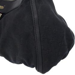 مملوكة مسبقًا Gucci Black Small GG Canvas D Gold Hobo