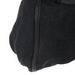 مملوكة مسبقًا Gucci Black Small GG Canvas D Gold Hobo