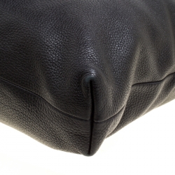 Pre Owned Gucci Black Leather Bamboo Top Handle Bag