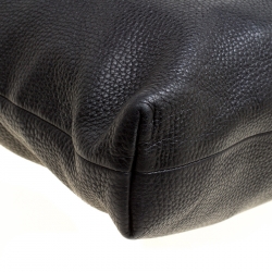 Pre Owned Gucci Black Leather Bamboo Top Handle Bag