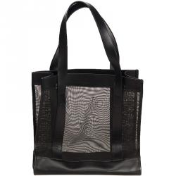 Pre Owned حقيبة يد غوتشي نسيج شبكي سوداء