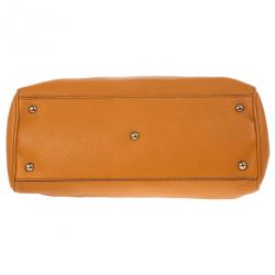 Pre Owned Gucci Orange Bamboo Shopper Leather Tote