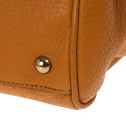 Pre Owned Gucci Orange Bamboo Shopper Leather Tote