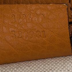 Pre Owned Gucci Orange Bamboo Shopper Leather Tote