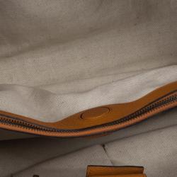 Pre Owned Gucci Orange Bamboo Shopper Leather Tote
