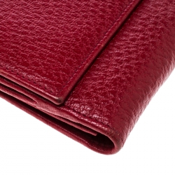 Gucci Red Leather Web GG Interlocking Continental Wallet