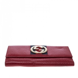 Gucci Red Leather Web GG Interlocking Continental Wallet
