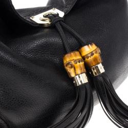 Gucci Black Leather 'Indy' Tassel Large Hobo