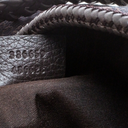 Pre Owned Gucci Dark Brown GG Canvas Medium Marrakech Hobo