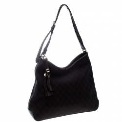 Pre Owned Gucci Dark Brown GG Canvas Medium Marrakech Hobo