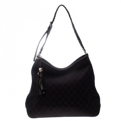 Pre Owned Gucci Dark Brown GG Canvas Medium Marrakech Hobo