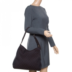Pre Owned Gucci Dark Brown GG Canvas Medium Marrakech Hobo