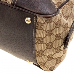 Pre Owned Gucci Beige/Ebony GG Canvas and Leather Princy Boston Bag