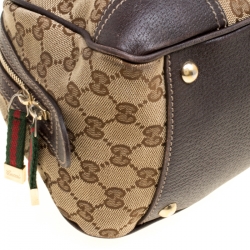 Pre Owned Gucci Beige/Ebony GG Canvas and Leather Princy Boston Bag