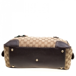 Pre Owned Gucci Beige/Ebony GG Canvas and Leather Princy Boston Bag