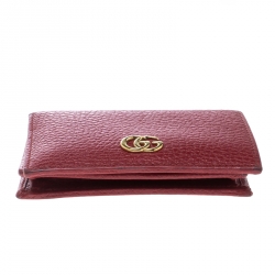 Gucci Red Leather Double G Card Case