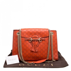 مملوكة مسبقًا حقيبة كتف غوتشي سلسلة إميلي كبيرة جلد غوتشيسيما زرقاء كحلية