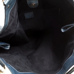 Pre Owned Gucci Metallic Blue Guccissima Large Sukey Tote