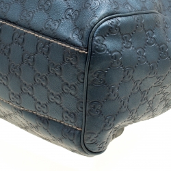 Pre Owned Gucci Metallic Blue Guccissima Large Sukey Tote