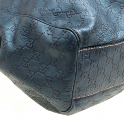 Pre Owned Gucci Metallic Blue Guccissima Large Sukey Tote