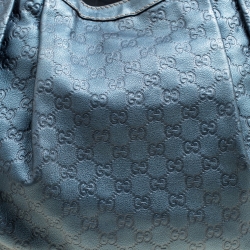 Pre Owned Gucci Metallic Blue Guccissima Large Sukey Tote