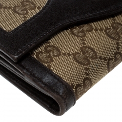 Gucci Beige/Brown GG Canvas and Leather Sukey Continental Wallet