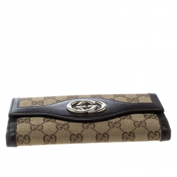 Gucci Beige/Brown GG Canvas and Leather Sukey Continental Wallet