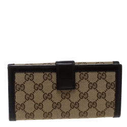 Gucci Beige/Brown GG Canvas and Leather Sukey Continental Wallet